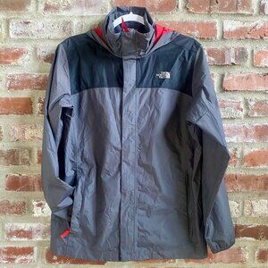 The North Face Boys Rain Jacket/Windbreaker with Hood, Gray, Size XL-18/20.